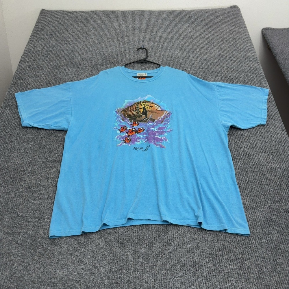 Pirana Joe T Shirt Mens XXL Blue Cotton Jamaica Graphic Short Sleeve Casual